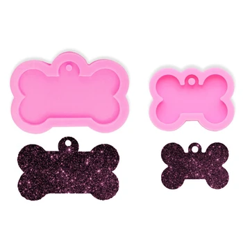

Shiny Tag Label Dog Bone Keychain Casting Silicone Mold Crystal Epoxy Resin Mold DIY Crafts Jewelry Making Tools