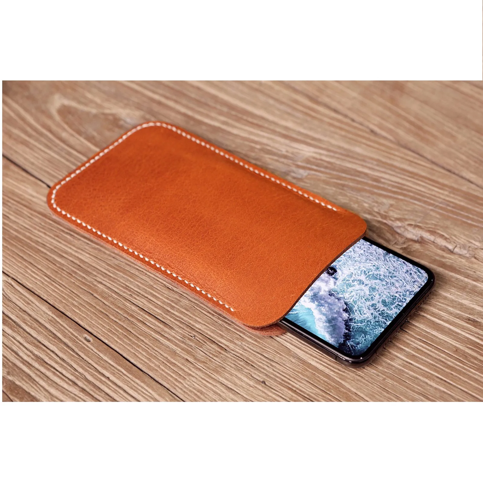 Черный коричневый кожаный чехол растительного дубления для iPhone 11 Pro Max