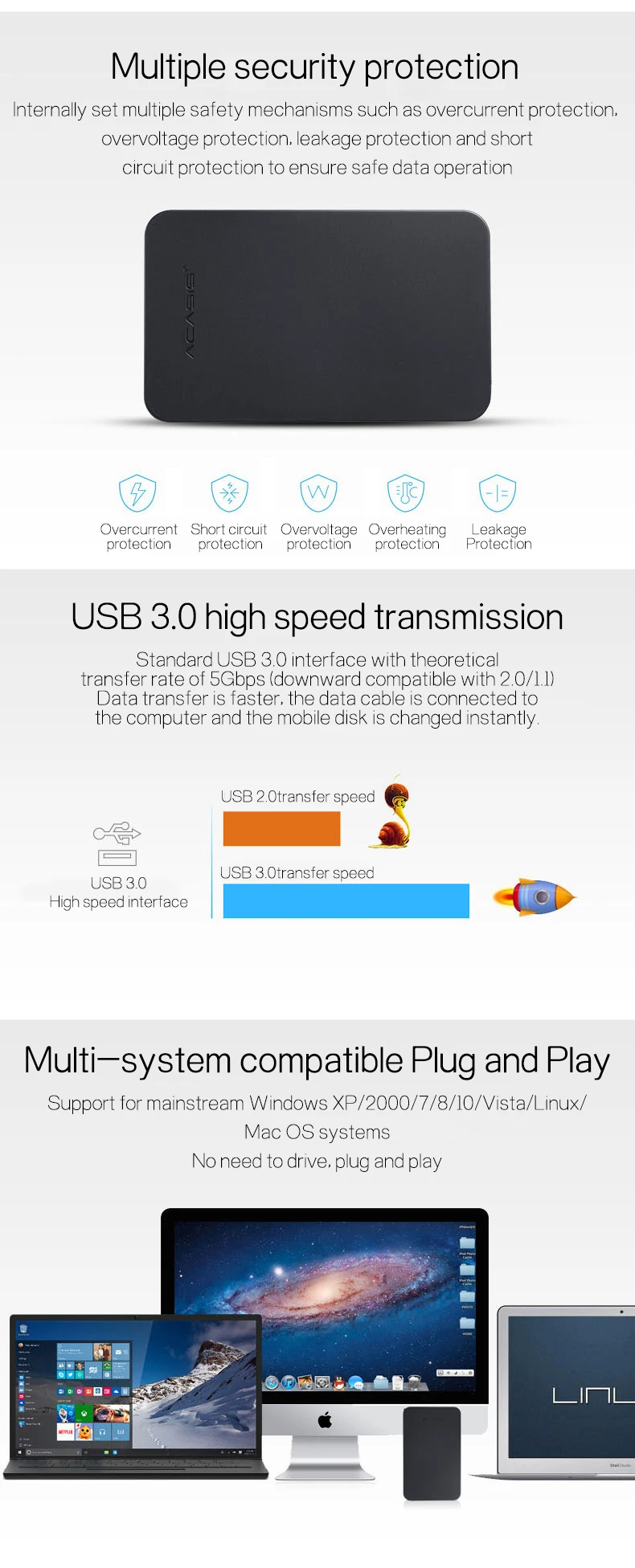 Чехол для жесткого диска Acasis 2,5 Sata Usb 3,0 для внешнего жесткого диска Ssd тонкий жесткий диск корпус Корпус для мобильного жесткого диска поддержка 4 ТБ 5 Гбит/с