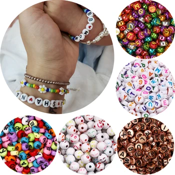 

120Pcs Round Flat Acrylic Letter Beads Alphabet spacer Loose Beads For DIY Jewelry Making Finding Supplies Bracelet Accessories
