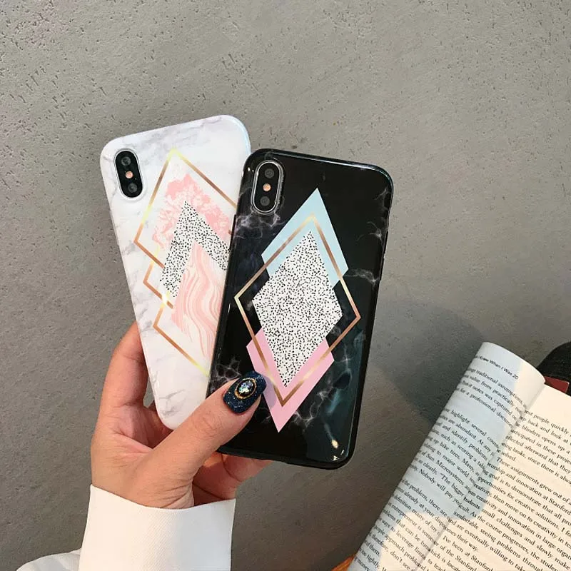 

Cong fee Geometric Marble phone case for iphone X XR XS MAX 6 7S 7SPlus 8S 8SPlus Soft silicone TPU cover