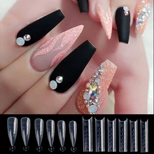 120 stücke Tipps Für Nägel Poly Nagel UV Gel Gebäude Mold Dual Formen Fingernägel Gefälschte Nagel Verlängerung Sarg Französisch Maniküre SA1907