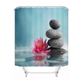 

Zen Stone Fabric Shower Curtain Fashion Modern Hot Popular Custom bathroom 100% Polyester Waterproof Bath Curtains#180421-21