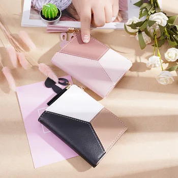 

New Style Wallet Short Women's Zipper Wallet Student Korean-style Joint Contrast Color Tassels Versatile Purse Wallet Wallet