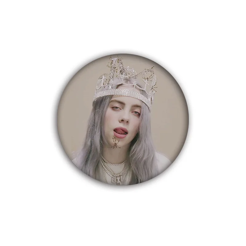 3D принт хип-хоп певец Billie Eilish значки Броши Одежда DIY нагрудные булавки декоративные броши значок Рюкзак классные аксессуары - Цвет: BE9-1PCS