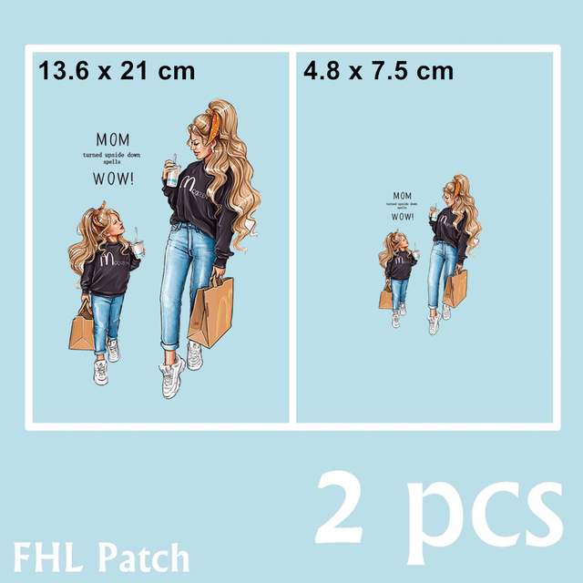 Patches Heat Transfer Mom Girl Patch On Clothes Super Mom Baby Queen Stickers On T-shirt Dresses Jeans Applique S2-D131