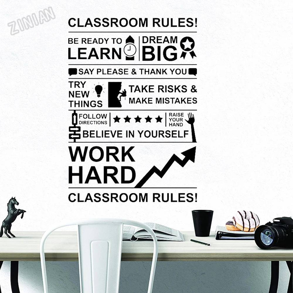 Classroom Rules Shcool Quotes Wall Stickers Paper Art Home Decor Vinly Removable Wall Decals For Teen Room Decoration Y228 Wall Stickers Aliexpress