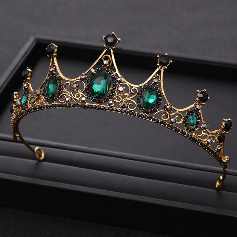 Vintage Green Rhinestones Crystal Wedding Crown Bridal Tiara Headpiece Jewelry Hair Ornament jewelry accessories jewelry set hair accessory hair headdress bridal headwear hair band crown