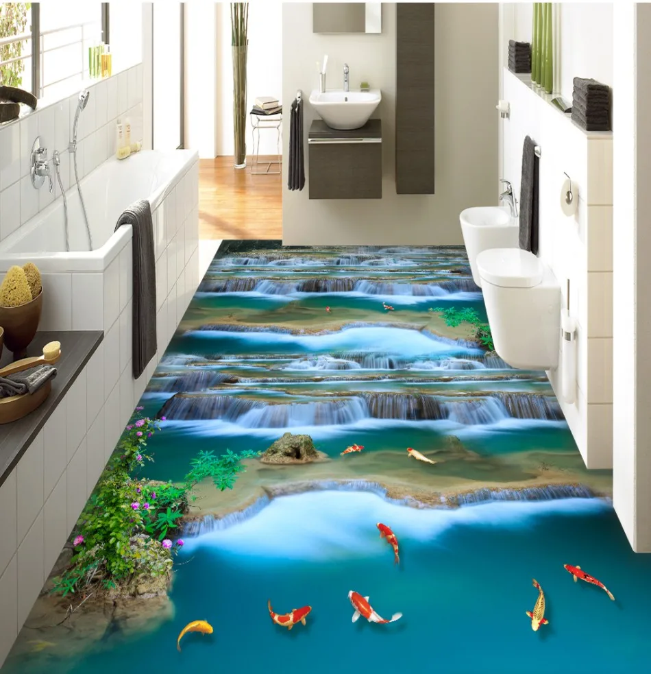 Обои для пола 3 d гостиной 3d пол живопись обои Водопад 3D стерео живопись|Обои| |