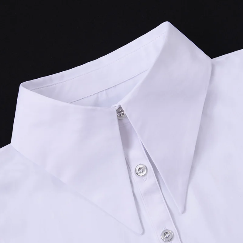 

Fashion Big Lapel Fake Collar Shirt Cotton White False Collars Woman Detachable Shirt Collar Half Shirt Remoable Faux Col Tie