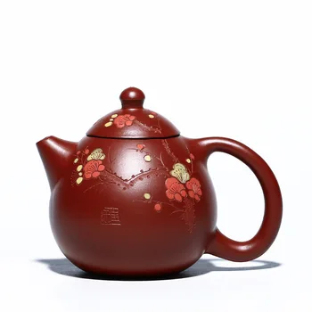 

Mud dahongpao handpainted plum teapot yixing kung fu kettle zisha drinkware