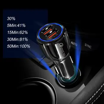 

2019 New USB Car Charger Quick Charge 3.0 2.0 Universal Fast Charging Adapter Dual USB Car Charger For Phone In Car Accessories