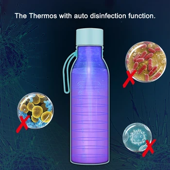 

550ML Ultraviolet Thermos UV Disinfection Bottle Sterilizer Insulated Eliminates 99.99 Bacteria Made of 304 Stainless Steel Pink
