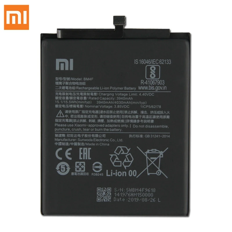 Сменный аккумулятор Xiao mi BM4F для Xiao mi CC9 CC9e CC9 e аутентичный аккумулятор для телефона 4030 мАч