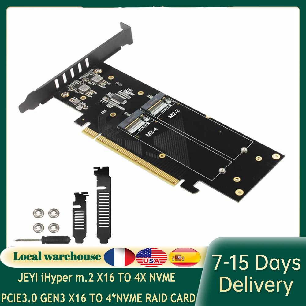 JEYI iHyper m.2 X16 TO 4X NVME PCIE3.0 GEN3 4 * RAID CARD PCI-E VROC hyperm.2x16 M2X16 X4 | Компьютеры и офис