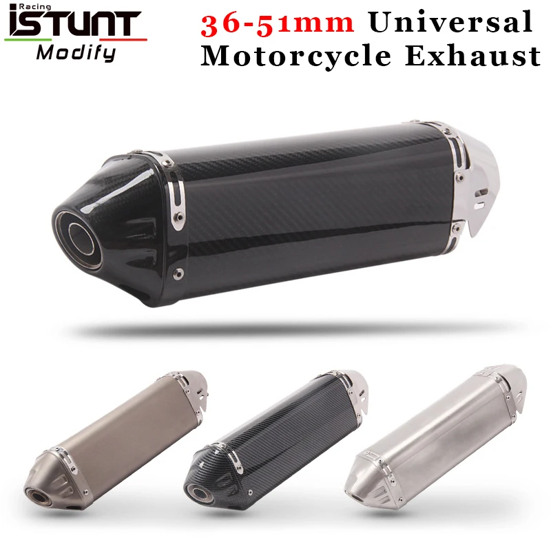 Carbon Fiber Universal Motorcycle Exhaust Pipe Escape Muffler With Db