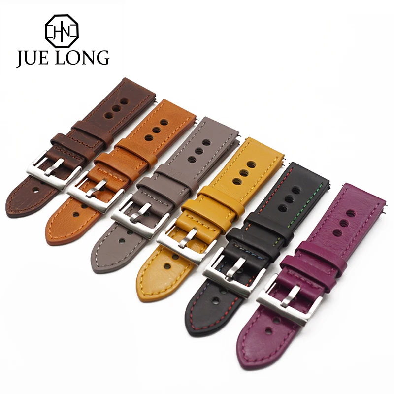Hot Quality Accessories Watch Belt Pure Color Genuine Leather Watch Strap 22mm 1