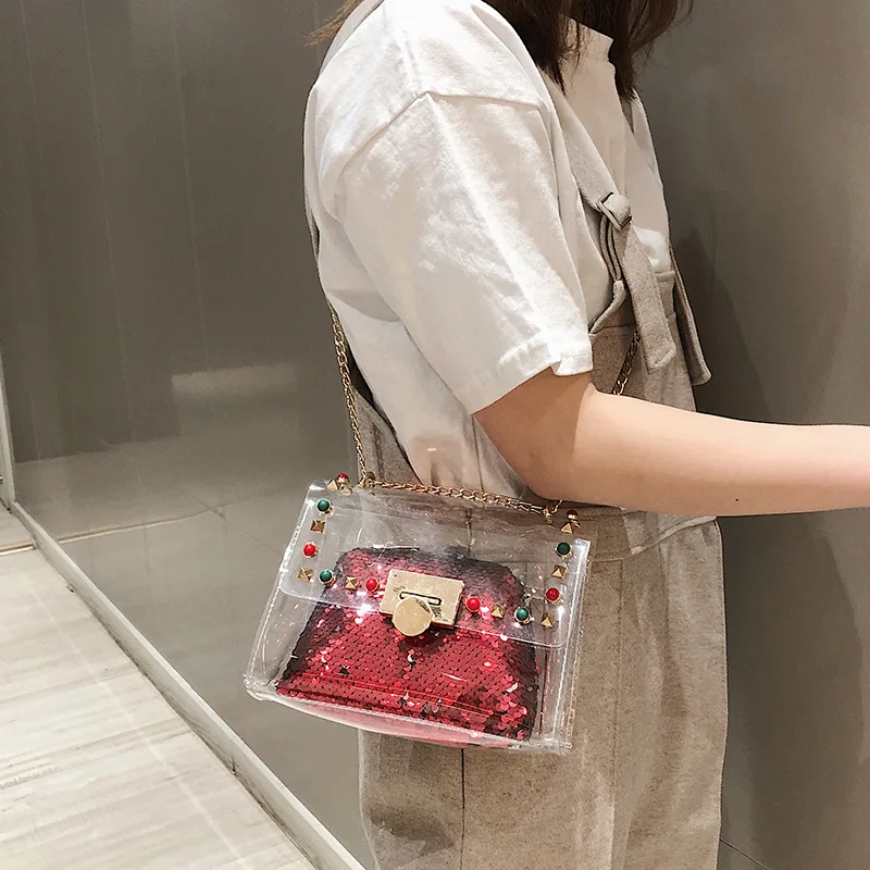 

2019 new wave Korean version of bright mother small square bag fashion shoulder Messenger bag