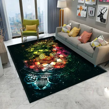 

Non-slip Bath Mat Soft Fluffy Flannel Living Room Bedroom Carpet Pattern Style Carpet Sky Mandala Colourful Starry Decorative
