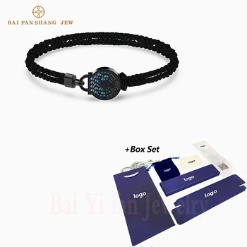 

2020 Trend Jewelry SWA New TOGETHERNESS LOCK Bracelet Fashion Black Woven Rope Lock Shape Women All-match Romantic Jewelry Gift