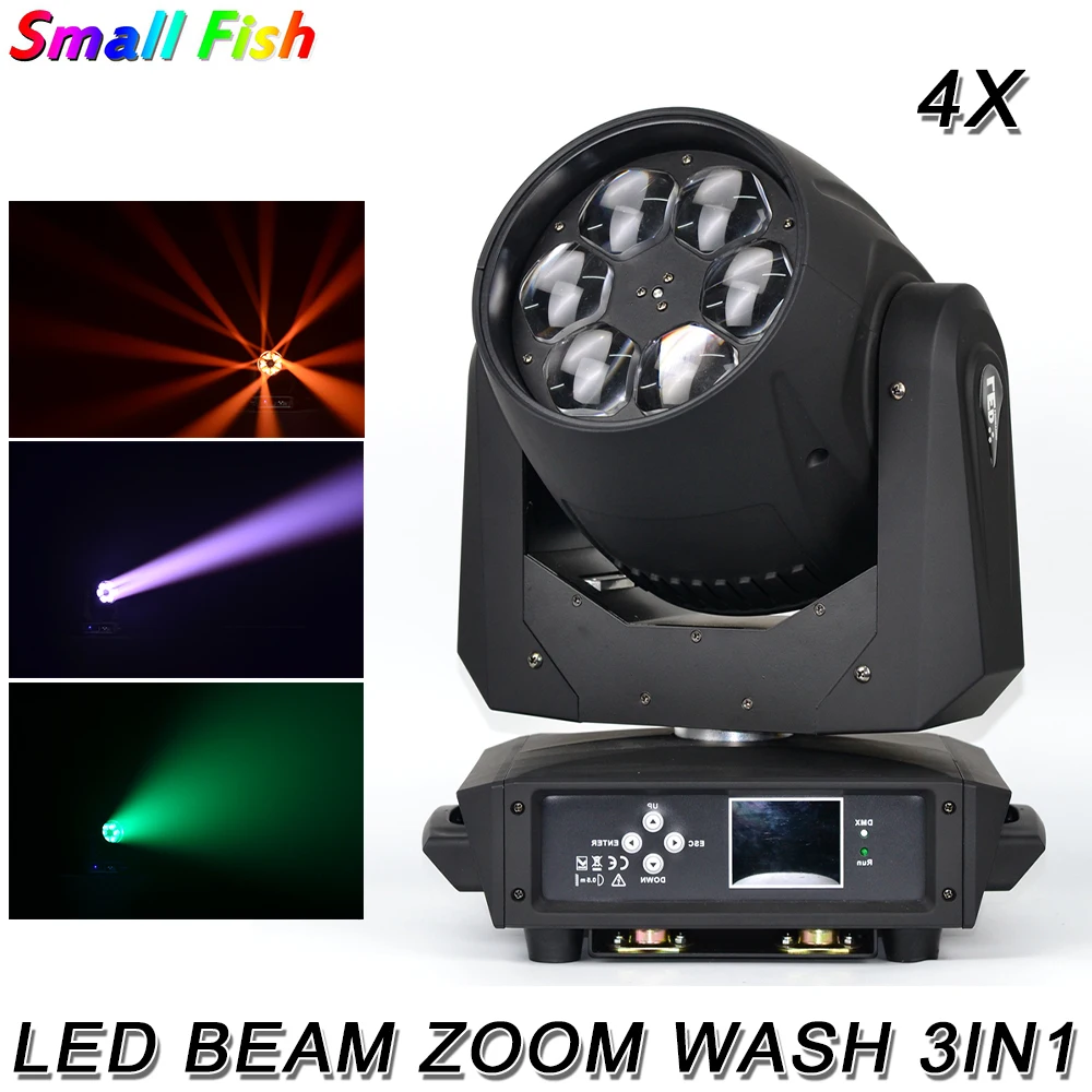 4Pcs/Lot LED 6X40W Beam Zoom Wash Moving Head Light DMX Controller 3IN1 Light Disco Christmas Party Wedding Stage Effect Light