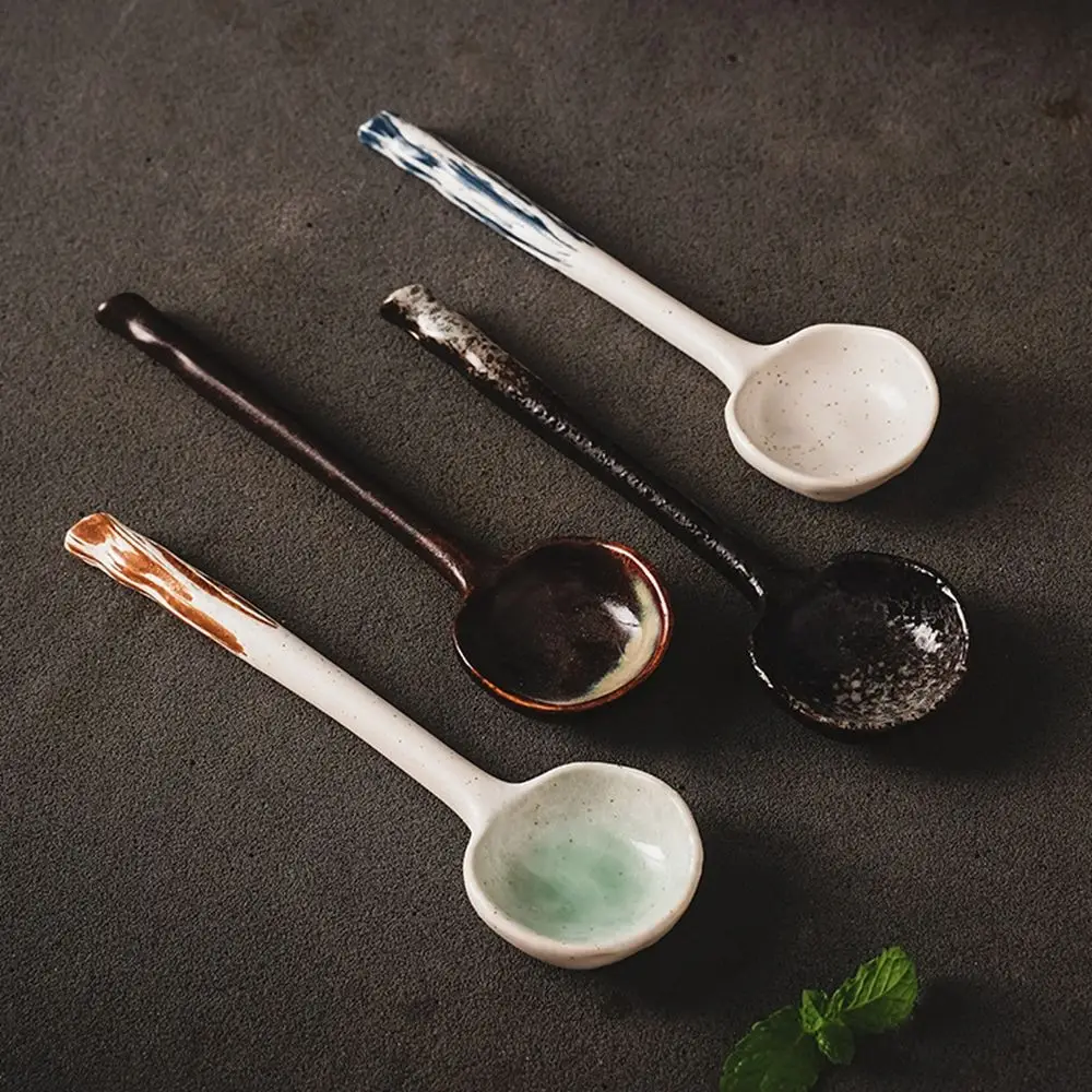 Japanese Style Ceramic Spoon Scoop Porridge Soup Spoon For Home