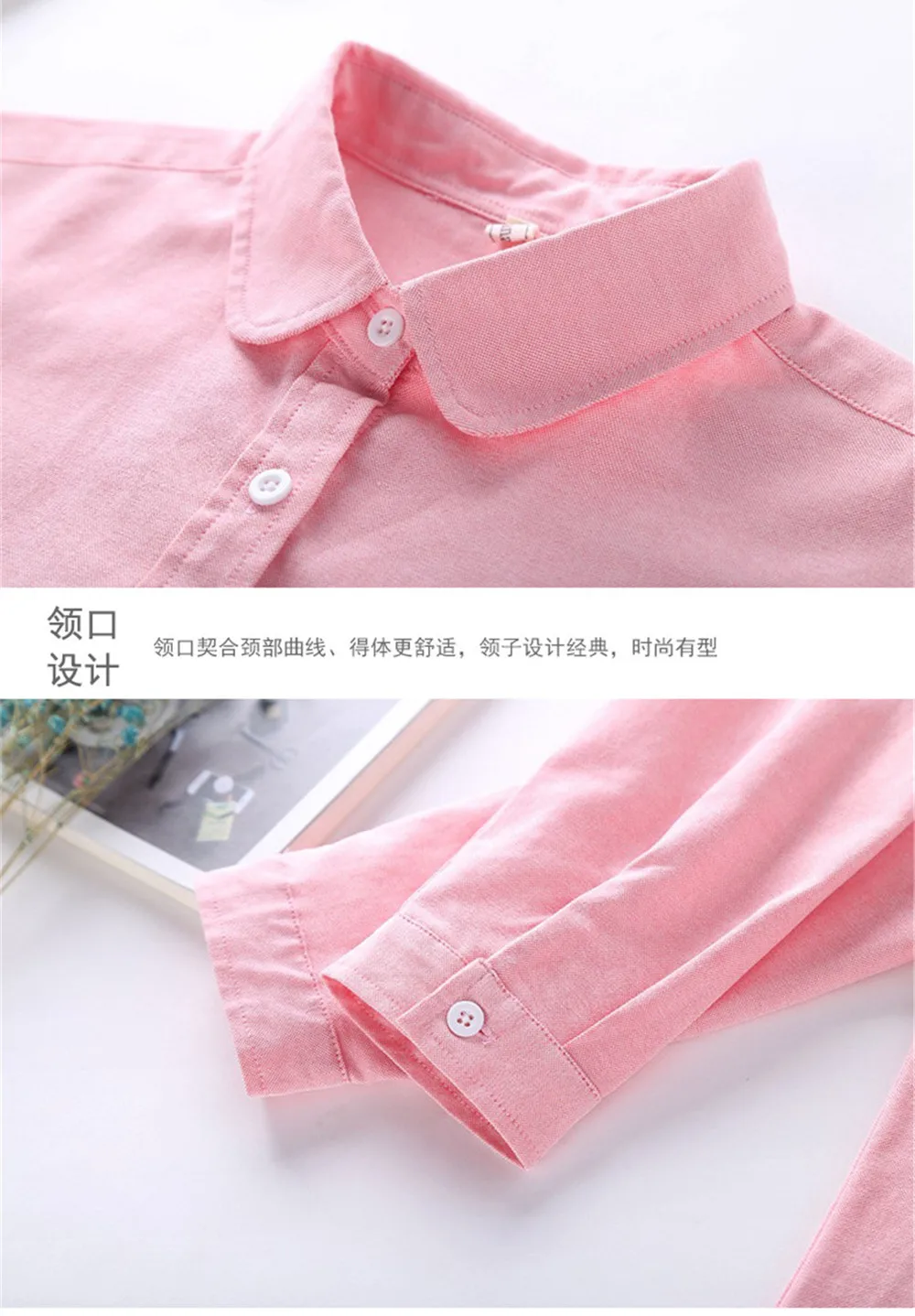 White Cotton Women Blouse 2020 Spring Casual Long Sleeved Shirt Woman Office Plus Size Shirts Blusas Feminine Blouses (4)