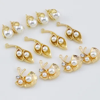

Alloy Rhinestone Pearl Ginkgo Leaf Morning Glory Ear Stud Pendant Earrings Accessories