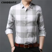 Бренд COODRONY, мужская рубашка, Новое поступление, модные повседневные рубашки с длинным рукавом из чистого хлопка, мужская клетчатая рубашка Camisa Masculina 96083