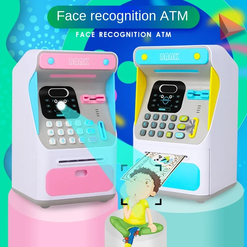 Simulation Face Recognition ATM Cash Machine Password Box Piggy Bank Only-in-No-out Children 's Bank Piggy Bank 3