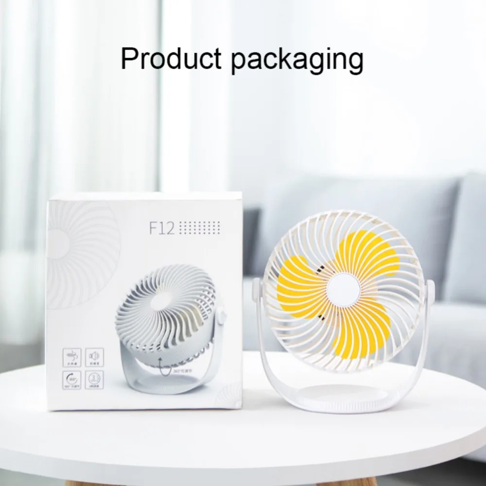  USB Rechargeable Mini USB Desk Fan with 2000mAh Battery with 3 Adjustable Speeds Strong Airflow Qui