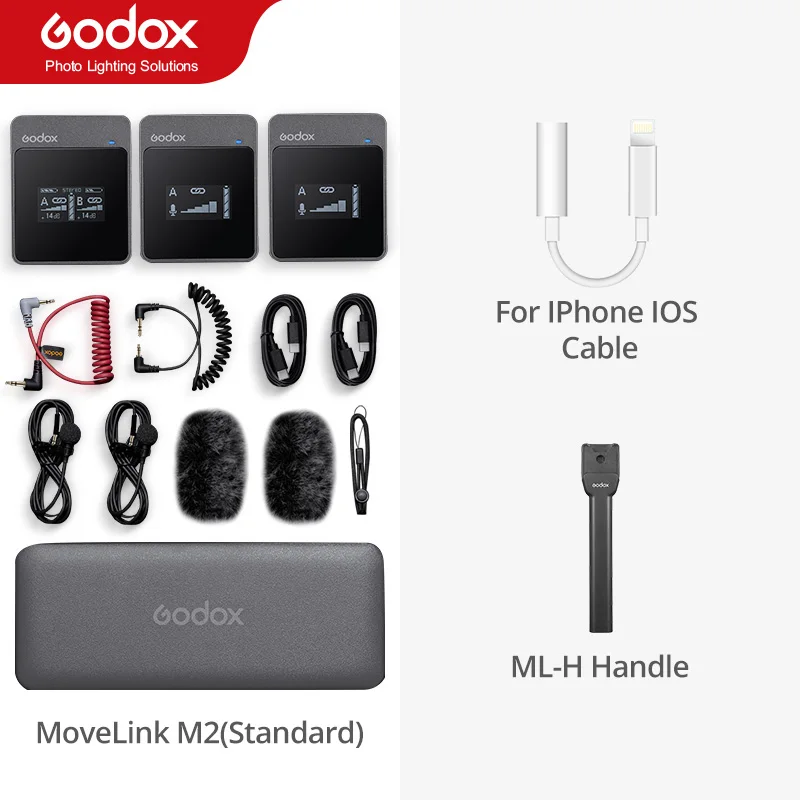 Godox MoveLink M1 M2 2.4GHz Wireless Lavalier Microphone for DSLR Cameras Camcorders Smartphones, and Tablets for YouTube 