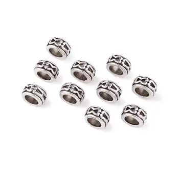 

100Pcs Tibetan Style Alloy European Large Hole Beads Jewlery DIY Metal Loose Beads Spacer Charm Bracelet Making Accessories
