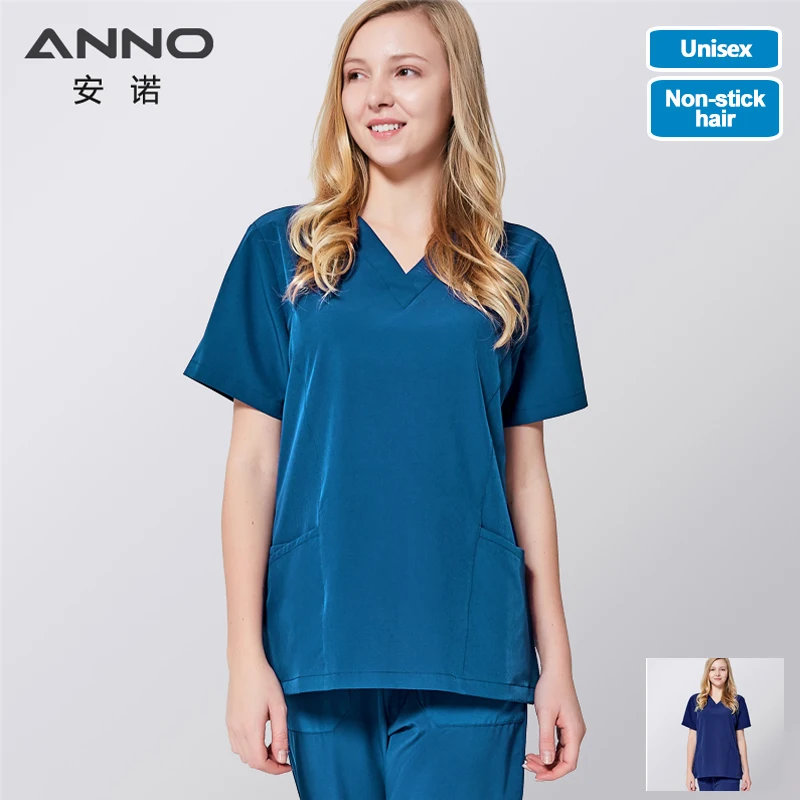 

ANNO Medical Clothes Scrub Set Hospital Nursing Uniform for Women Men Clinical Gown Surgical Suit with Four Sided Elastic Fabric