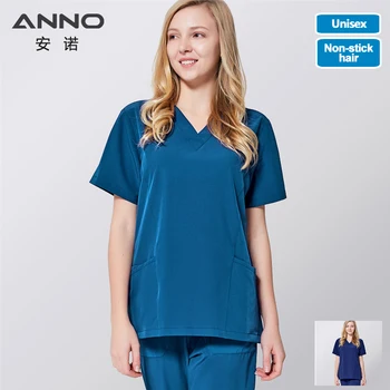 

ANNO Medical Clothes Scrub Set Hospital Nursing Uniform for Women Men Clinical Gown Surgical Suit with Four Sided Elastic Fabric