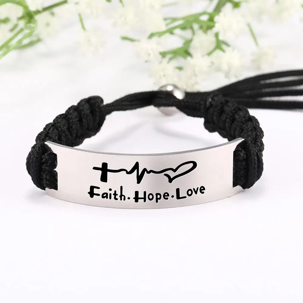 Eueavan 5 шт. пословица положительный черный/красный нейлон Регулируемый браслет из веревки сказать нержавеющая сталь ювелирные изделия для женщин мужчин