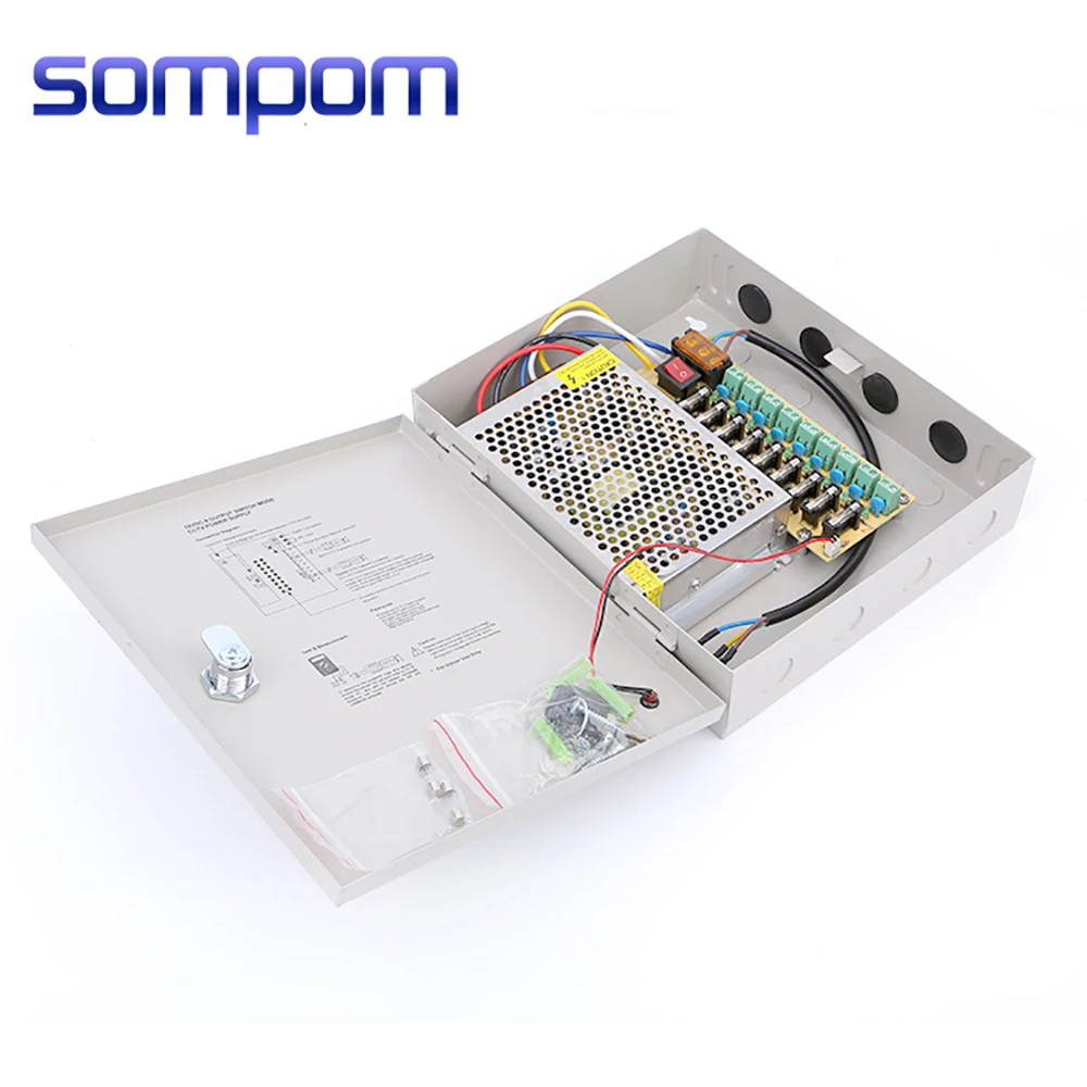 Sompom 12V 120 Вт импульсный источник питания, 9CH аксессуары для камер видеонаблюдения 10A 9 канала Питание ящик водитель