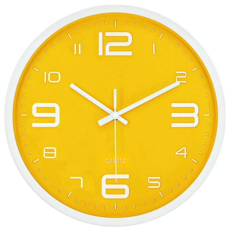Large Digital Wall Clock Silent Nordic Creative Yellow Modern Home Simple Wall Clock