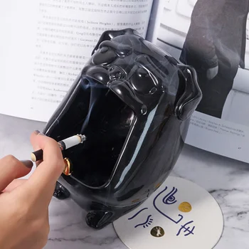 

1PC Nordic Style Ashtray Creative Household Ashtray Animal Shape Smoking Room Ashtray Ceramic Craft (Black)