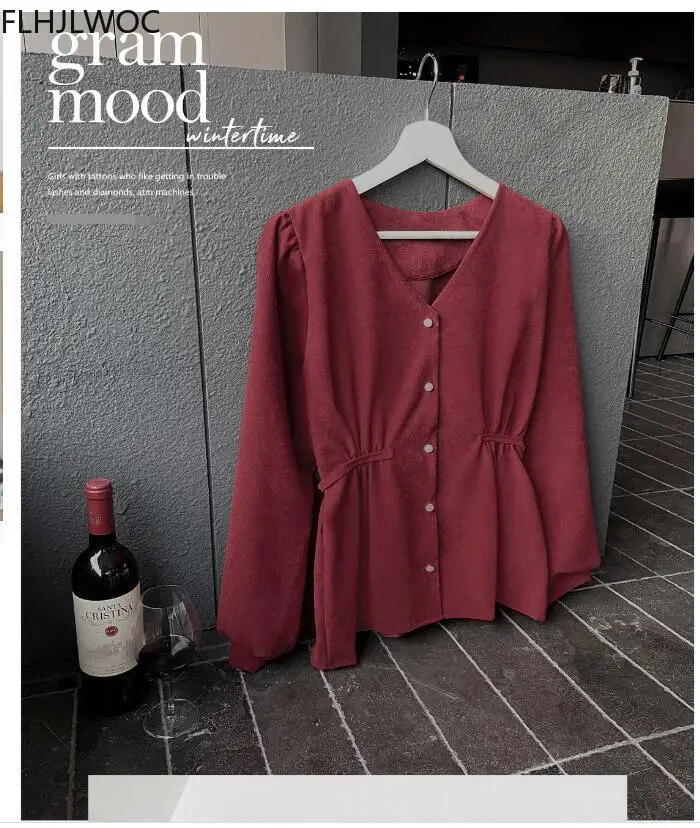 2021 Hot Sales Japanese Preppy Style Girls Bow Tie Chic Tops Cute Sweet Solid Korea Design Single Breasted Button Women Shirts 5