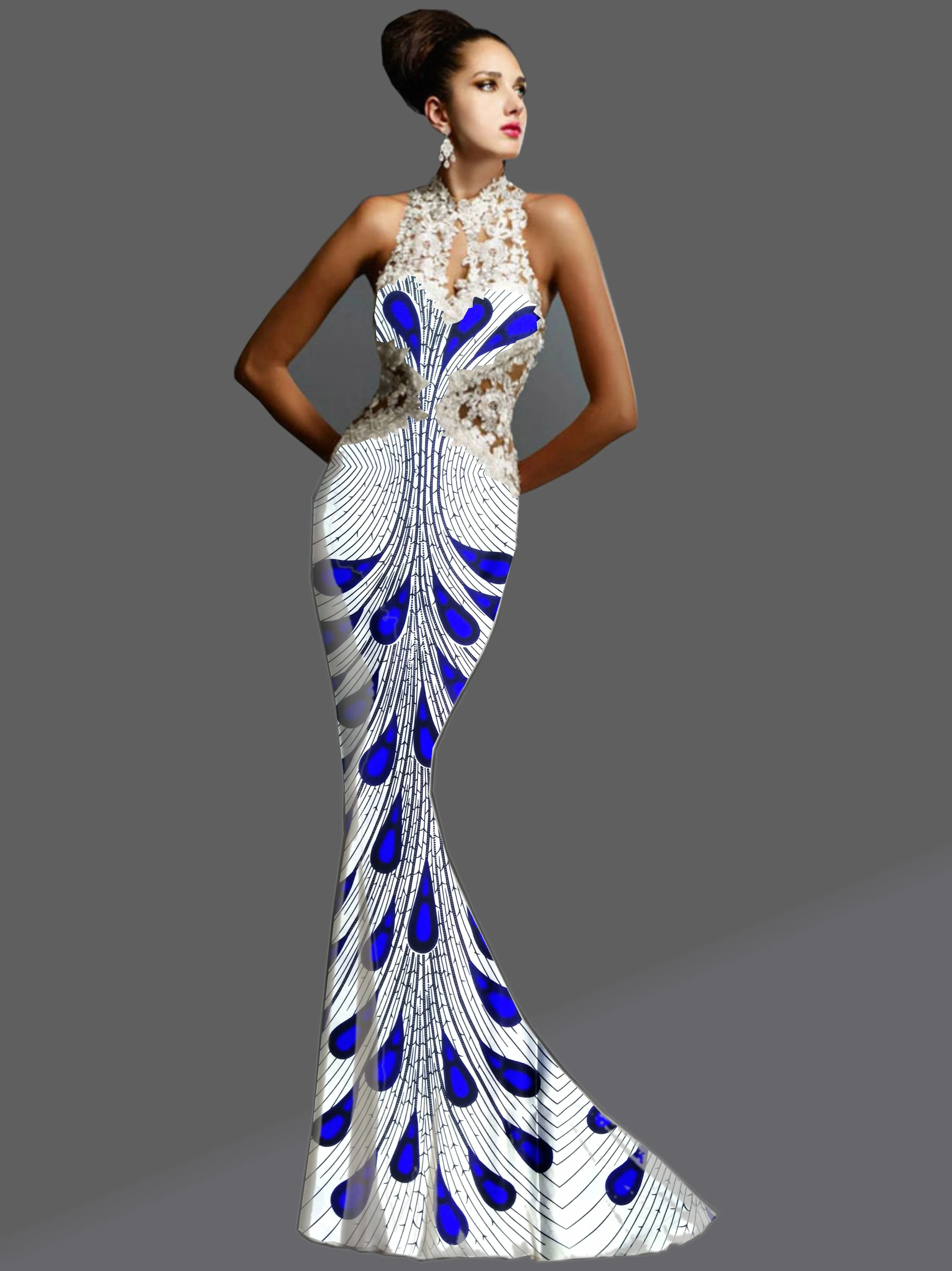 LIULANZHI африканская ткань белая атласная ткань с синим узором Дизайн Новое поступление африканская атласная ткань для платья XDA01