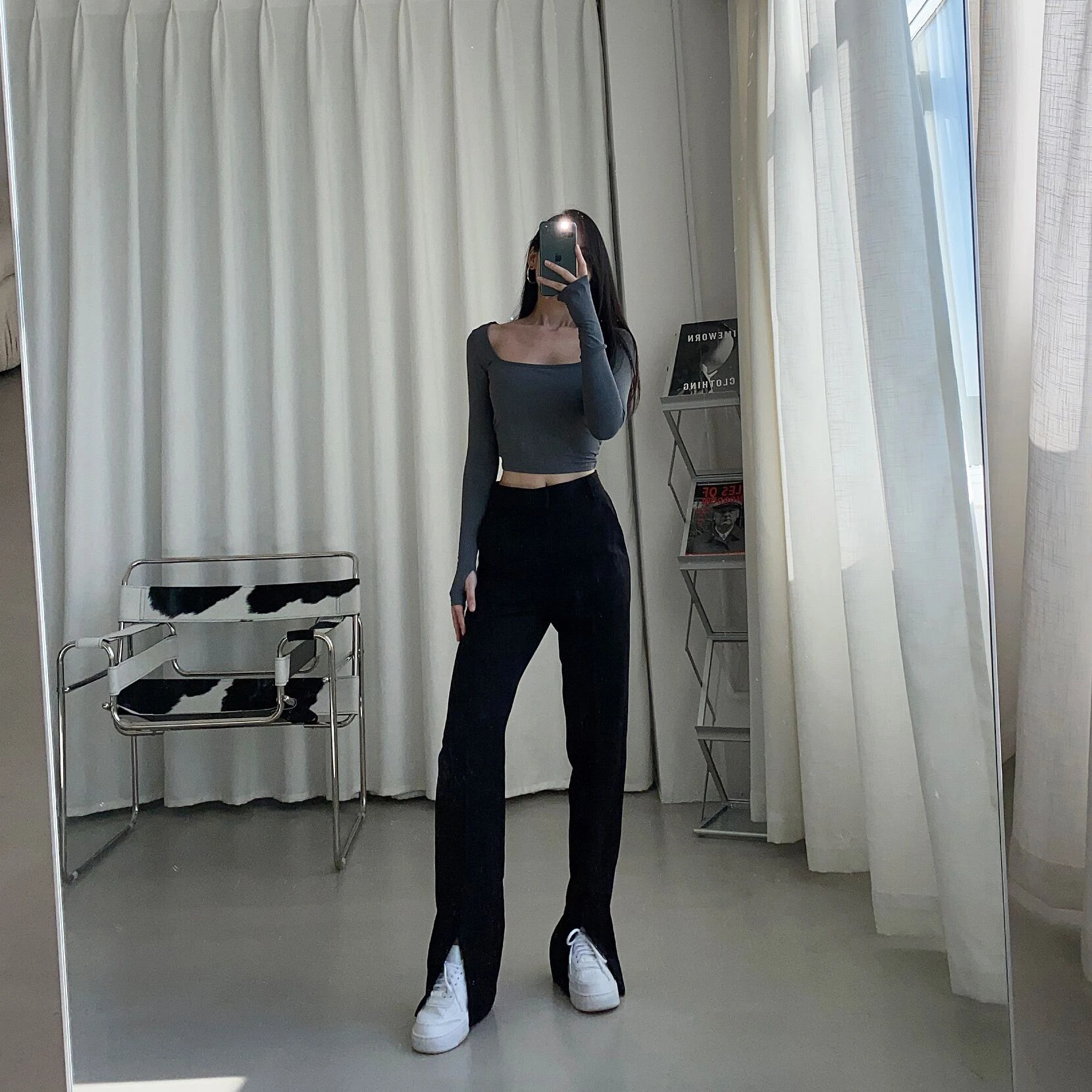 baggy jeans Yitimoky Slit Leg Black Flare Pants Women Office Lady Full Length Clothes Solid Straight Vintage Streetwear Work 2022 Spring New trousers for women