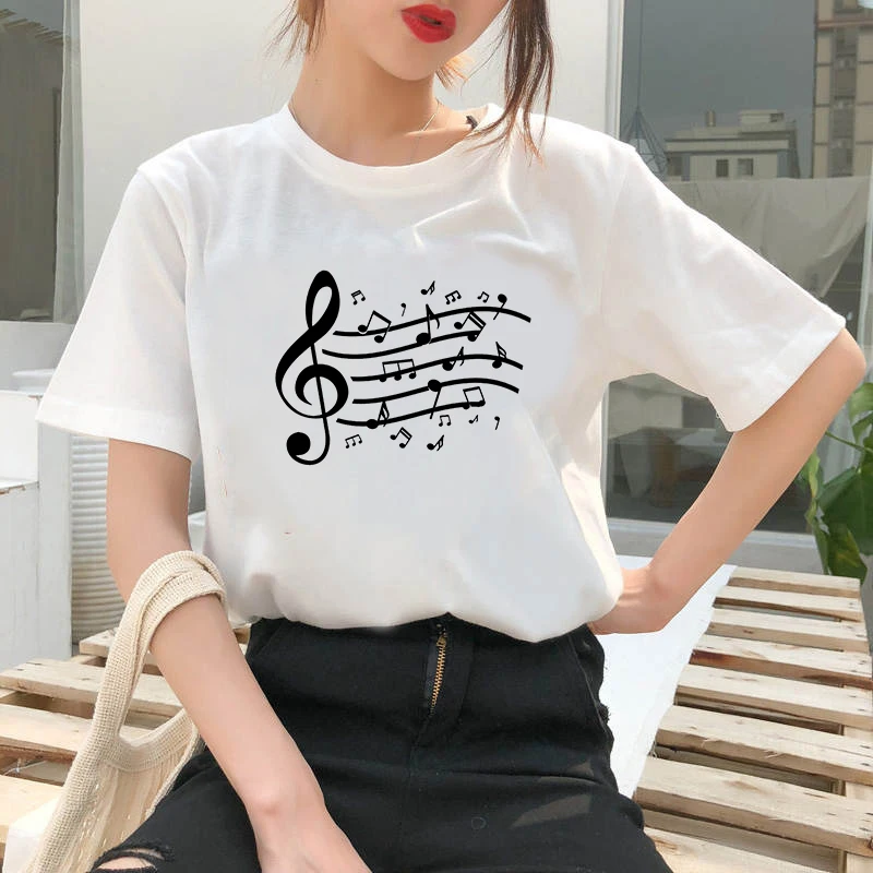 

Graphic tees tops music notation Theme tshirts women funny t shirt O-neck T-shirt Vintage Vogue Ullzang Mujer_T-Shirt