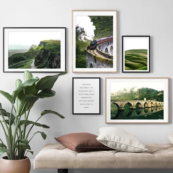 

Landscape Painting Steam Train Passing Through The Wilderness Home Decoration Canvas Painting Living Room Decoration Wall Poster