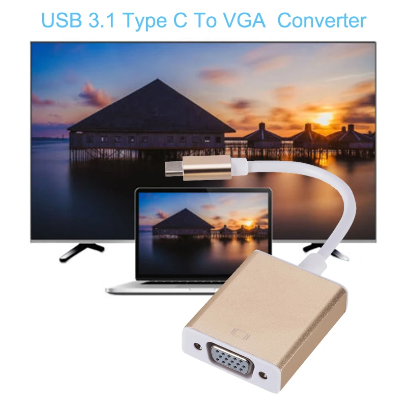 YuBeter Тип C к VGA конвертер кабель адаптер USB 3,1 10 Гбит/с для монитора проектор ТВ для Macbook Chromebook ПК ноутбук с HDTV