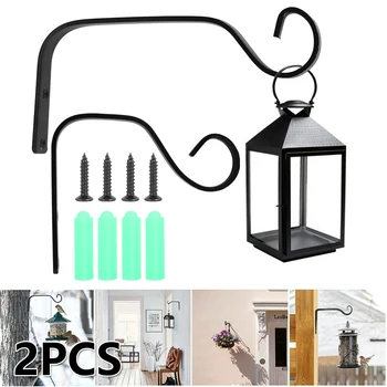 

2pcs Iron Wall Hooks Metal Wrought Iron Wall Hanging Basket Brackets for Plants Baskets Bird Feeders Lanterns Wind Chimes
