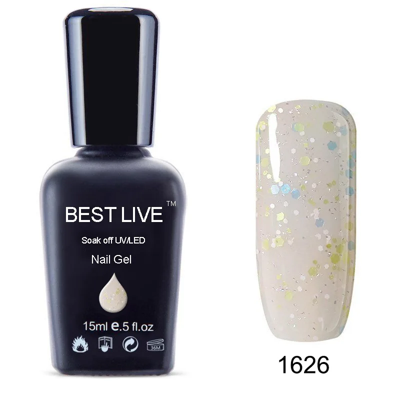 1626 BEST LIVE 15 мл УФ-гель для ногтей замачиваемый Светодиодный УФ-лак для ногтей УФ-гель для ногтей чистый цвет покрытие УФ-гель для ногтей Телесный и розовый#1546-40506 - Цвет: 1626
