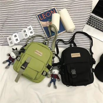 

Japanese School bag girl Tooling wind satchel boy One shoulder shoulders dual bag Korean across handbag canvas square bag