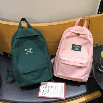 

Nylon Bookbag Women Backpack Schoolbag for Teenage Girls High Quality Solid Color School BagsTravel Backpack 20-35 Litre