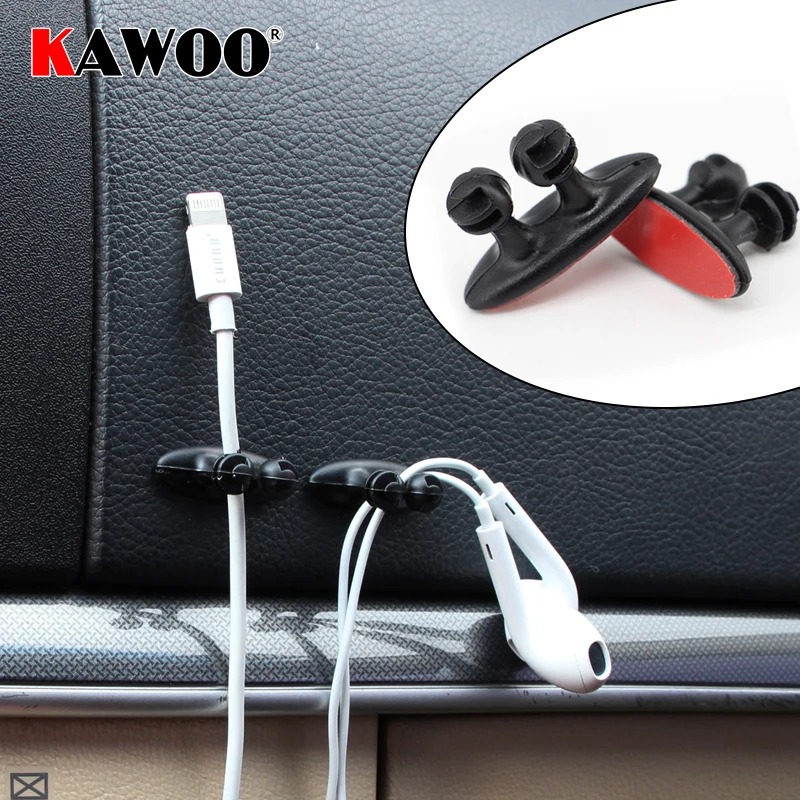 

KAWOO Free Shipping Mini Adhesive Car Charger Line Clasp Clamp Headphone/USB Cable Car Clip Automobile Interior Accessories 8PCS